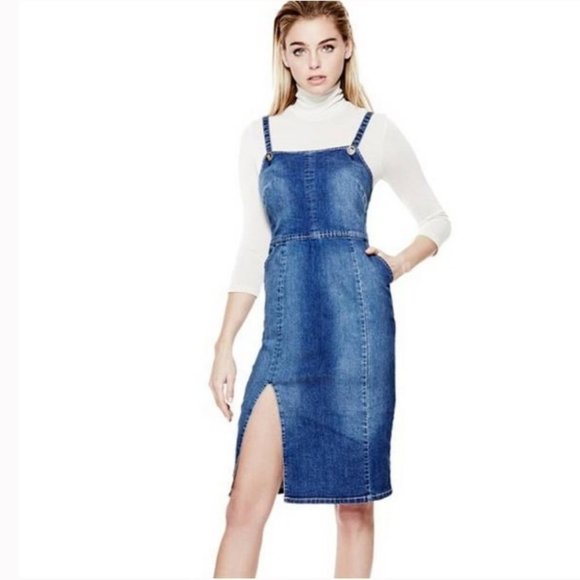 Guess Denim Slit Midi Dress - Picture 1 of 15
